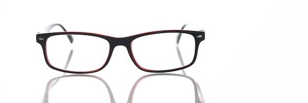 Black red stylish fashion glasses on white background choice of optics for farsightedness and