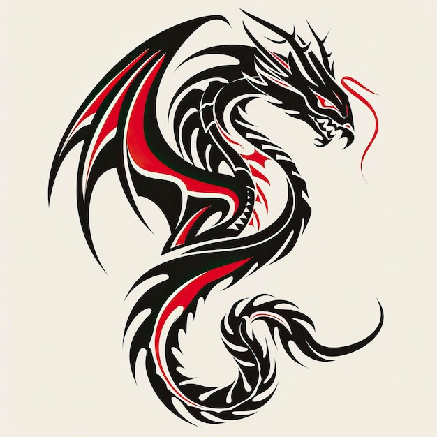 Black and red tribal dragon tattoo vector illustration ar 11 style raw Job ID 7bcac0e202374f668fc20e