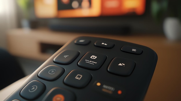 Photo a black remote control with a hulu button on it