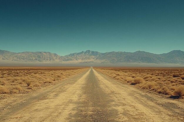 Photo black road in calm desert photo