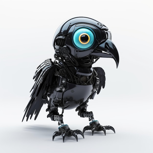 Black Robot Bird Photorealistic Parrot Robot Pet With Cute Appearance