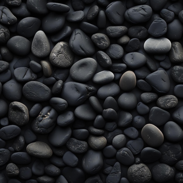 Photo a black rock beach with a black background that has a black rock in it