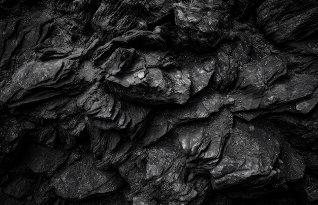 A black rock texture with a black background