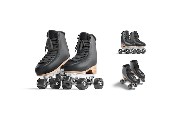 Photo black roller skates with wheels vintage skaters shoe female rollerskating for disco artistic