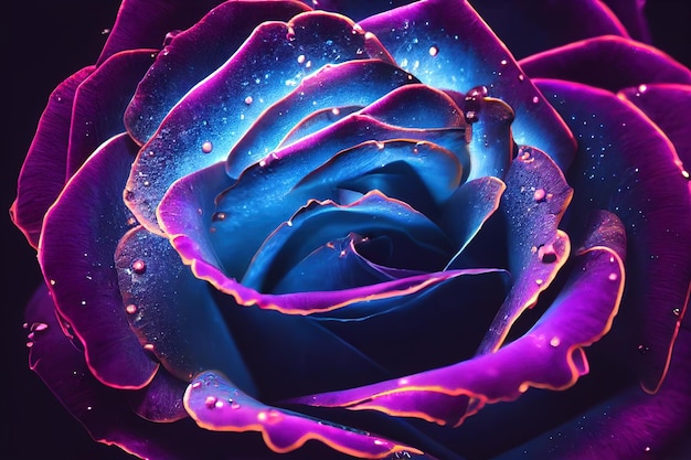 A black rose with a subtle glow on the petals Beautiful flower bud 3D illustration