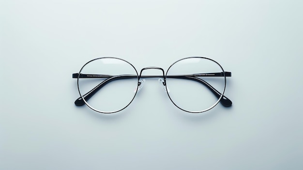 Black round glasses on a white background