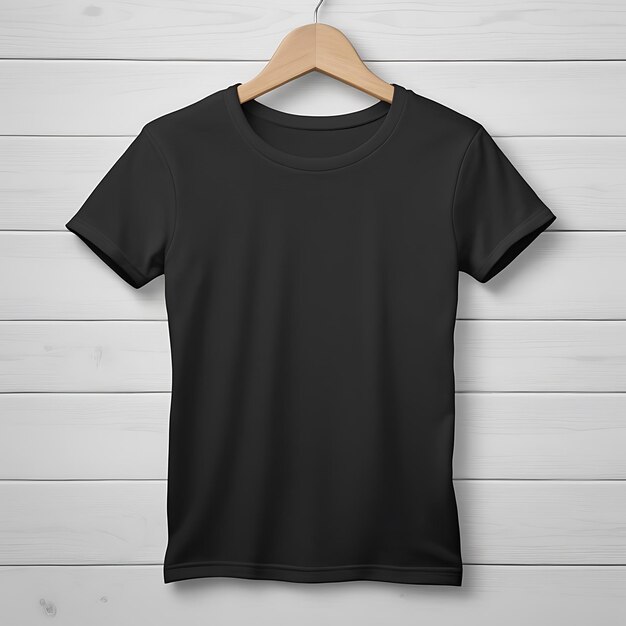 Photo black round neck tshirt mockup