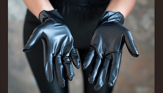 Photo black rubber gloves