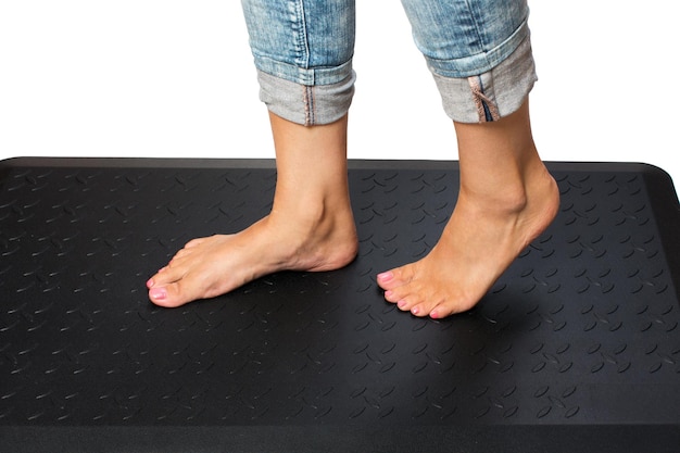 Black rubber mat for walking High resolution photo