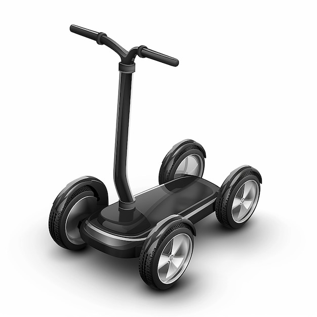 a black scooter with wheels and wheels on a white background