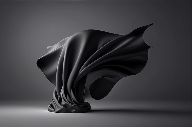 a black sculpture of a black silk wrapped around a black cloth