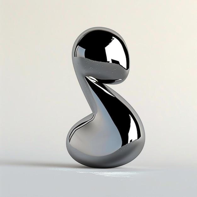 a black sculpture of a number 3 with a silver base