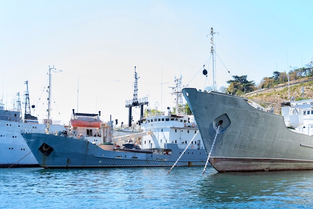 Black Sea Fleet of Crimea, Russia, hot summer waves and blue sky