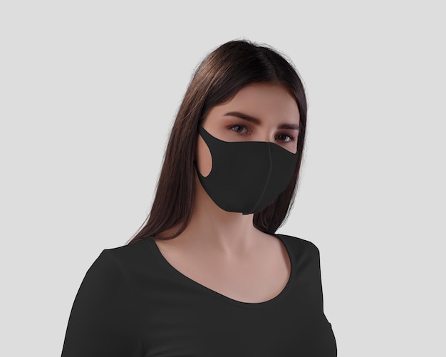 Black seamless mask on dark haired girl