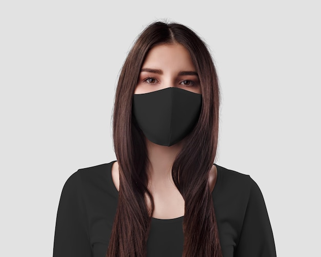 Black seamless mask on dark haired girl