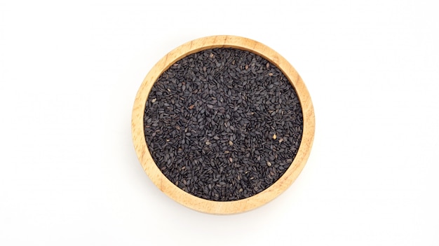 Black sesame seeds in a bowl