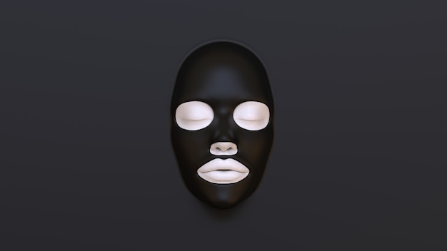 Black sheet mask on black background 3D Render