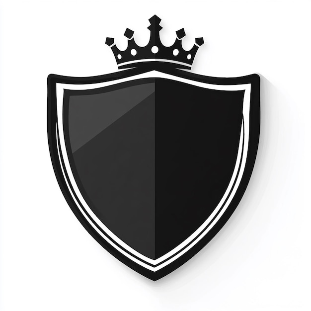 a black shield with a crown on it