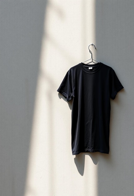 Photo a black shirt hanging on a hanger with the sun shining on it