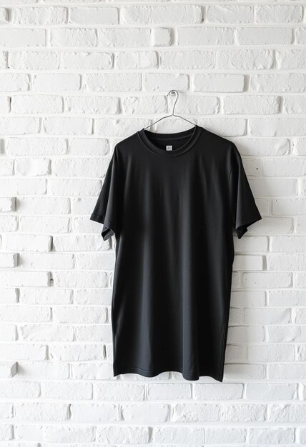 a black shirt hanging on a white hanger with a white skirt