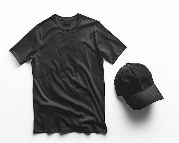 Photo a black shirt with a black cap and a cap that says  t - shirt