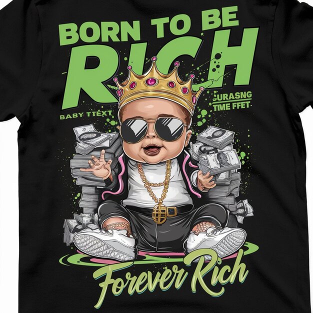 Photo a black shirt with a crown on it that says quot to be rich quot