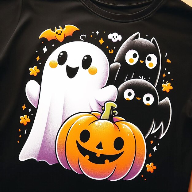 a black shirt with halloween characters on it