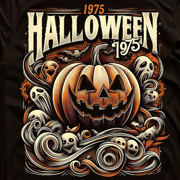 Photo a black shirt with a pumpkin on it that says halloween