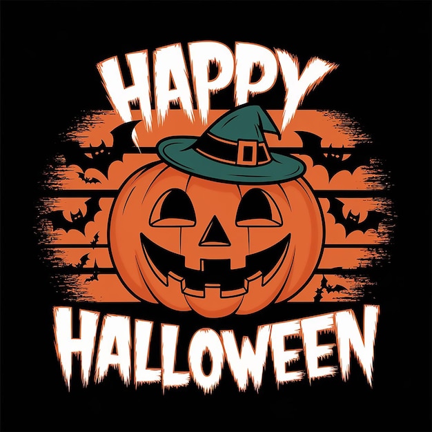 Photo a black shirt with a pumpkin on it that says happy halloween