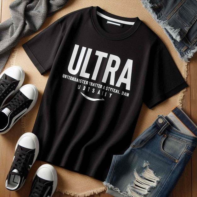 A black shirt with the word ultra an on it by Generative AI