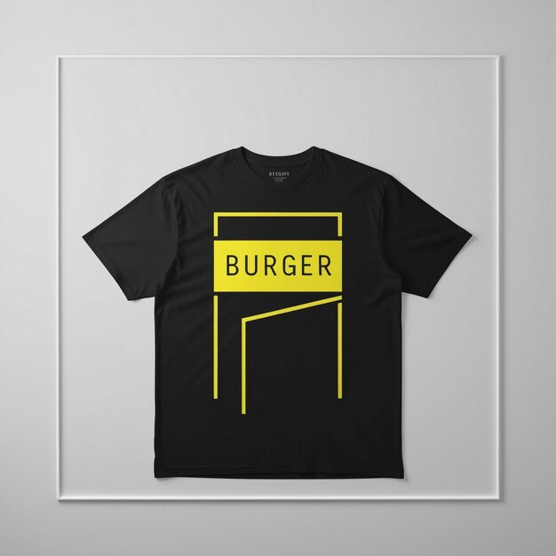 Photo a black shirt with yellow letters that says burger on it