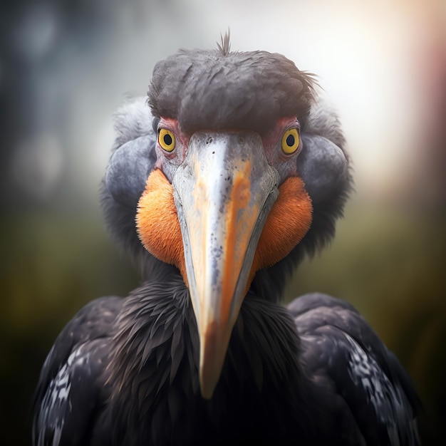 A black shoebill stork