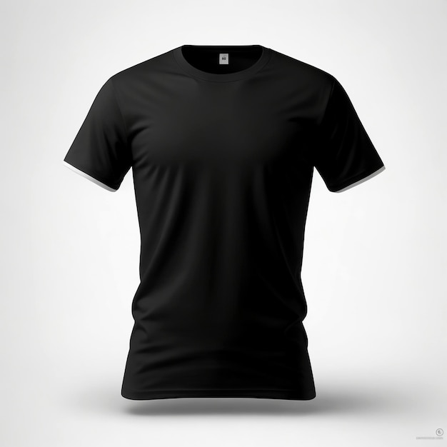 Black Short sleeve tshirt on cloth hanger with white background