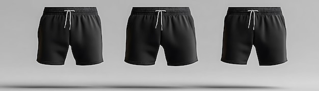 Black Shorts Illustration Three Views