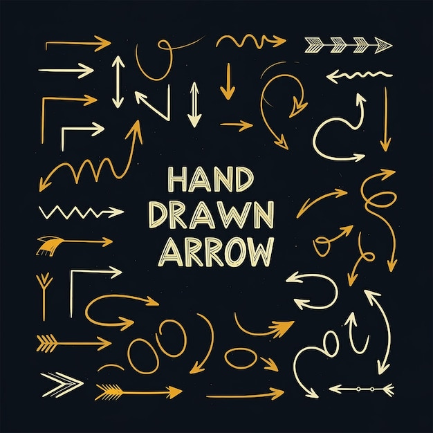 a black sign with arrows and arrows that say hand drawn on it