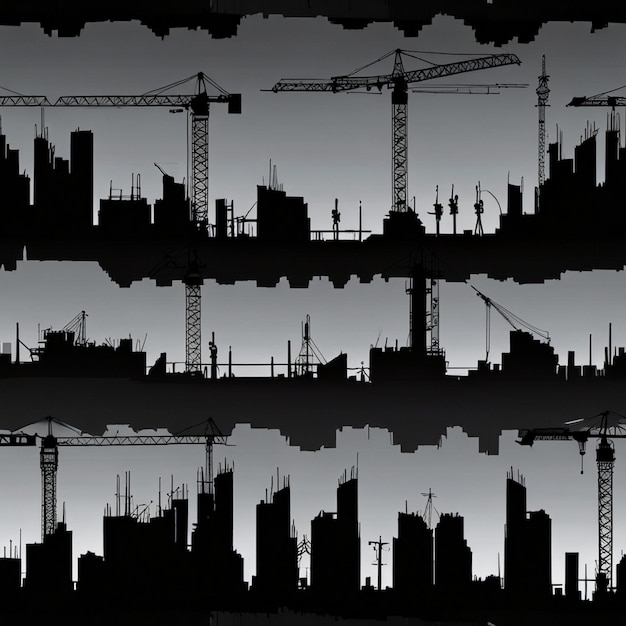 Photo black silhouette of a construction site isolated on transparent background ai generated