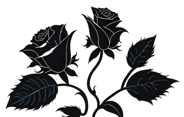 Black silhouette of flowers on a gray background