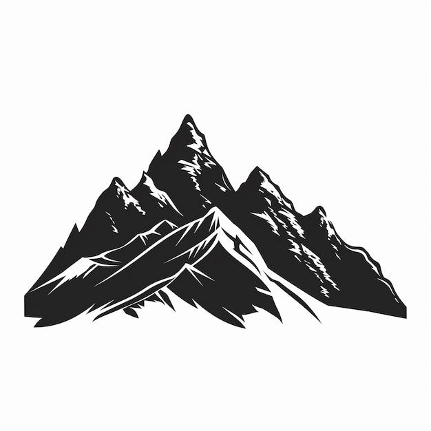 Photo black silhouette of mountains peaks banner illustration icon vector for logo isolated on white