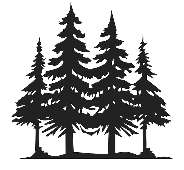 black silhouette of pine trees in forest for background or natureinspired graphic designs Wild trees