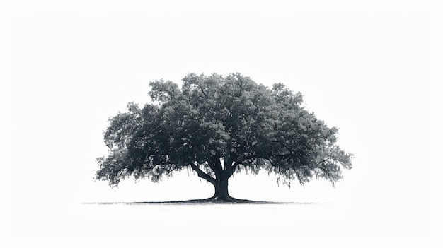 Black silhouette of a real big tree on white background Generate Ai