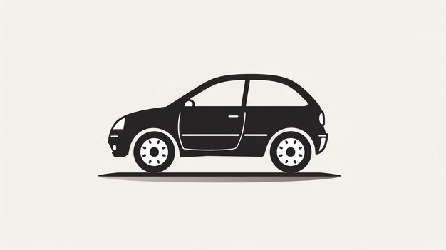 Black silhouette of a small car on a white background