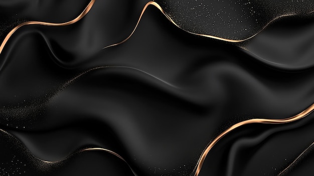 Photo black silk fabric with gold shimmer