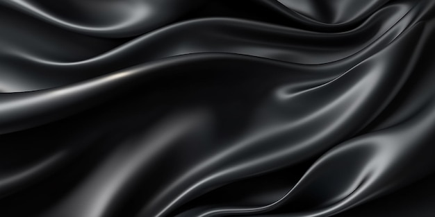 Black silk satin background elegant wavy fold by generative AI tools