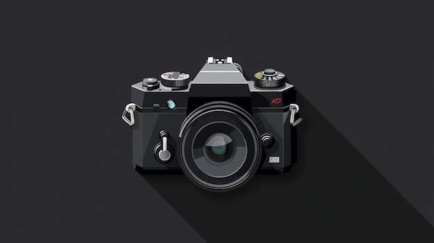 Black and silver camera on a dark background