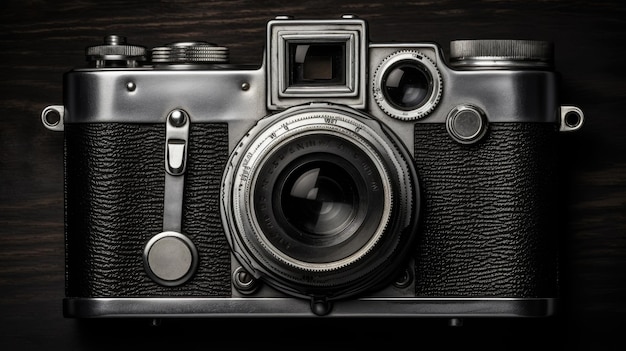 A black and silver camera with a lens cap on it.