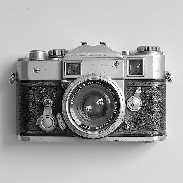 Photo a black and silver camera with the number 8 on it