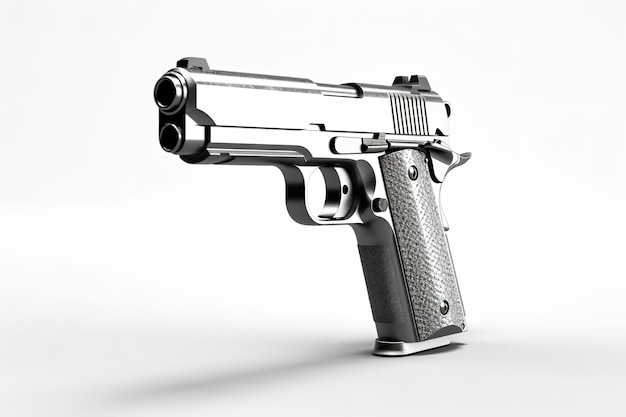 A black and silver gun with the word gun on it