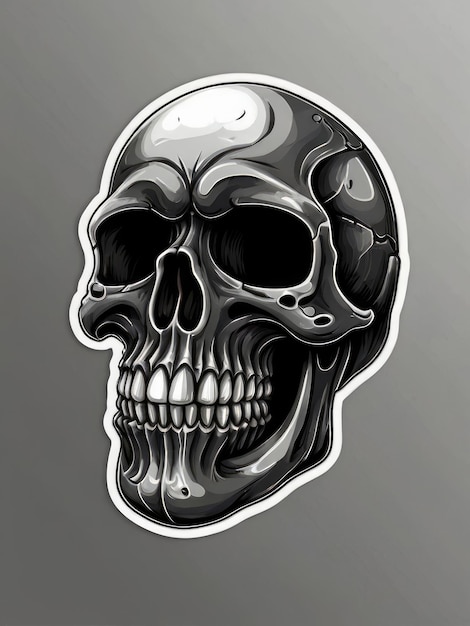 a black and silver skull with a silver cap and a black and white skull