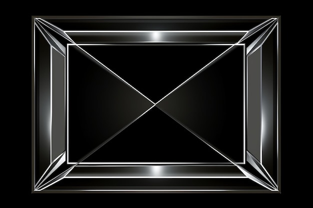 Photo a black and silver square frame on a black background