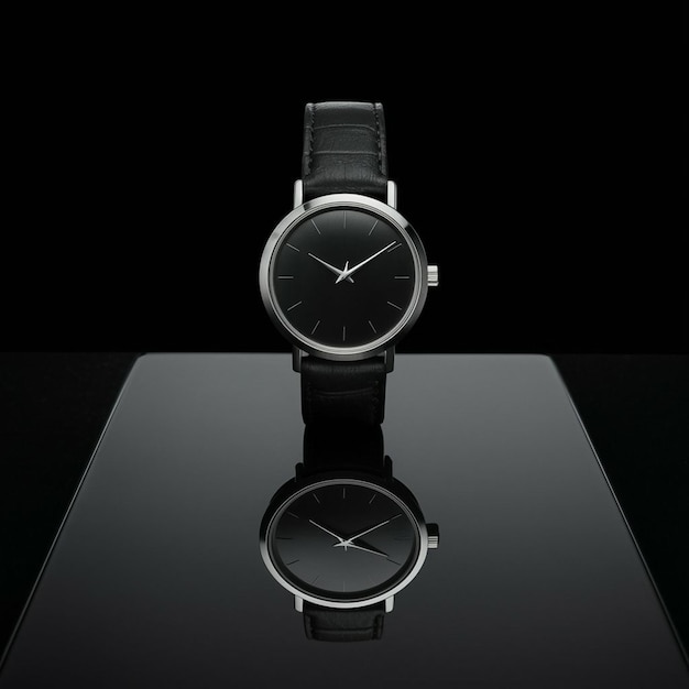 a black and silver watch with a black face and a black face